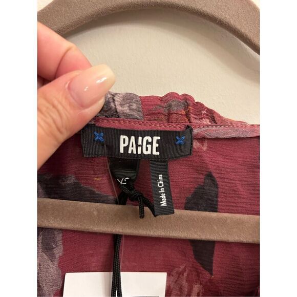 NWT PAIGE 100% Silk Palma blouse raspberry mousse XS - Picture 7 of 10
